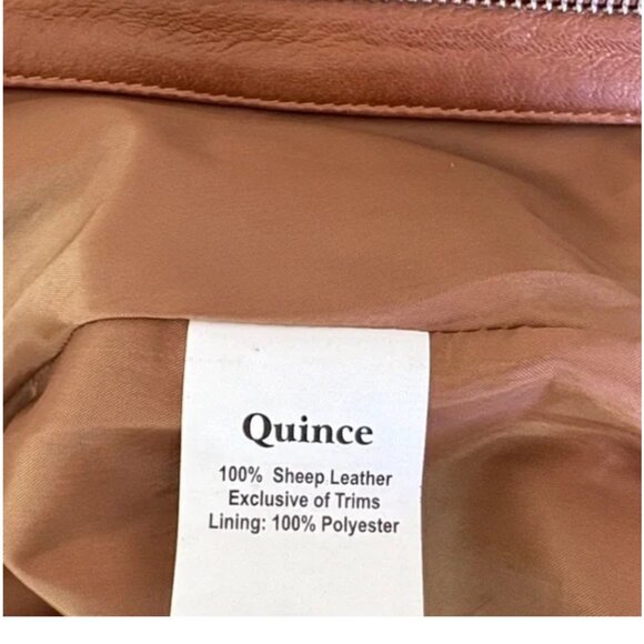 NWT Quince Leather Stand-Collar Jacket Cognac Brown Size Large - Picture 14 of 15
